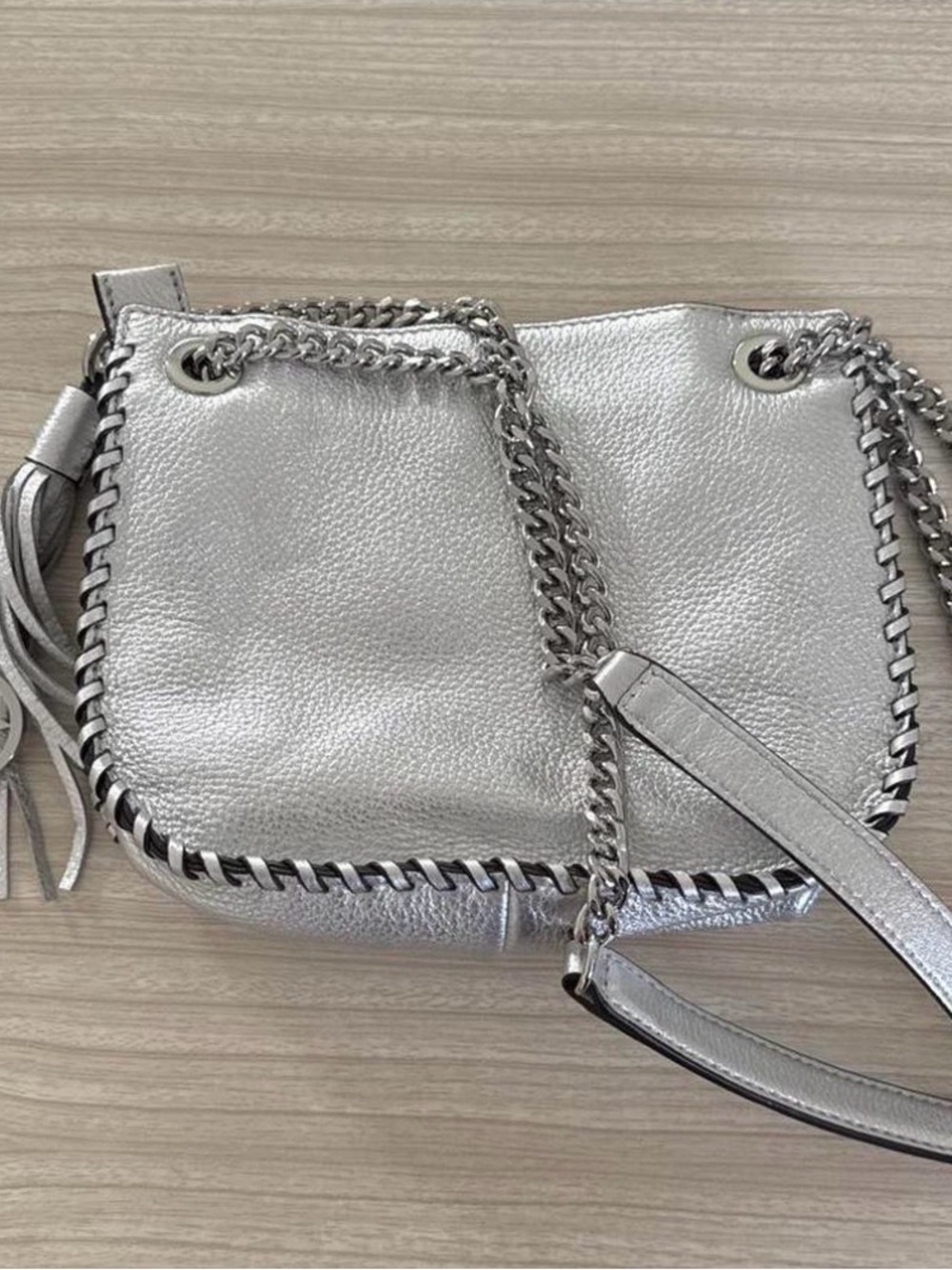 MICHAEL Michael Kors Silver Whipstitch Chain Shoulder Bag